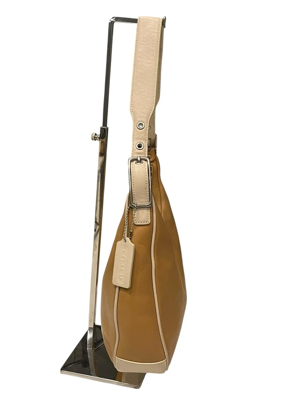 COACH Y2K Ergo 9591 One Shoulder Genuine Leather Bicolor Beige White Bag